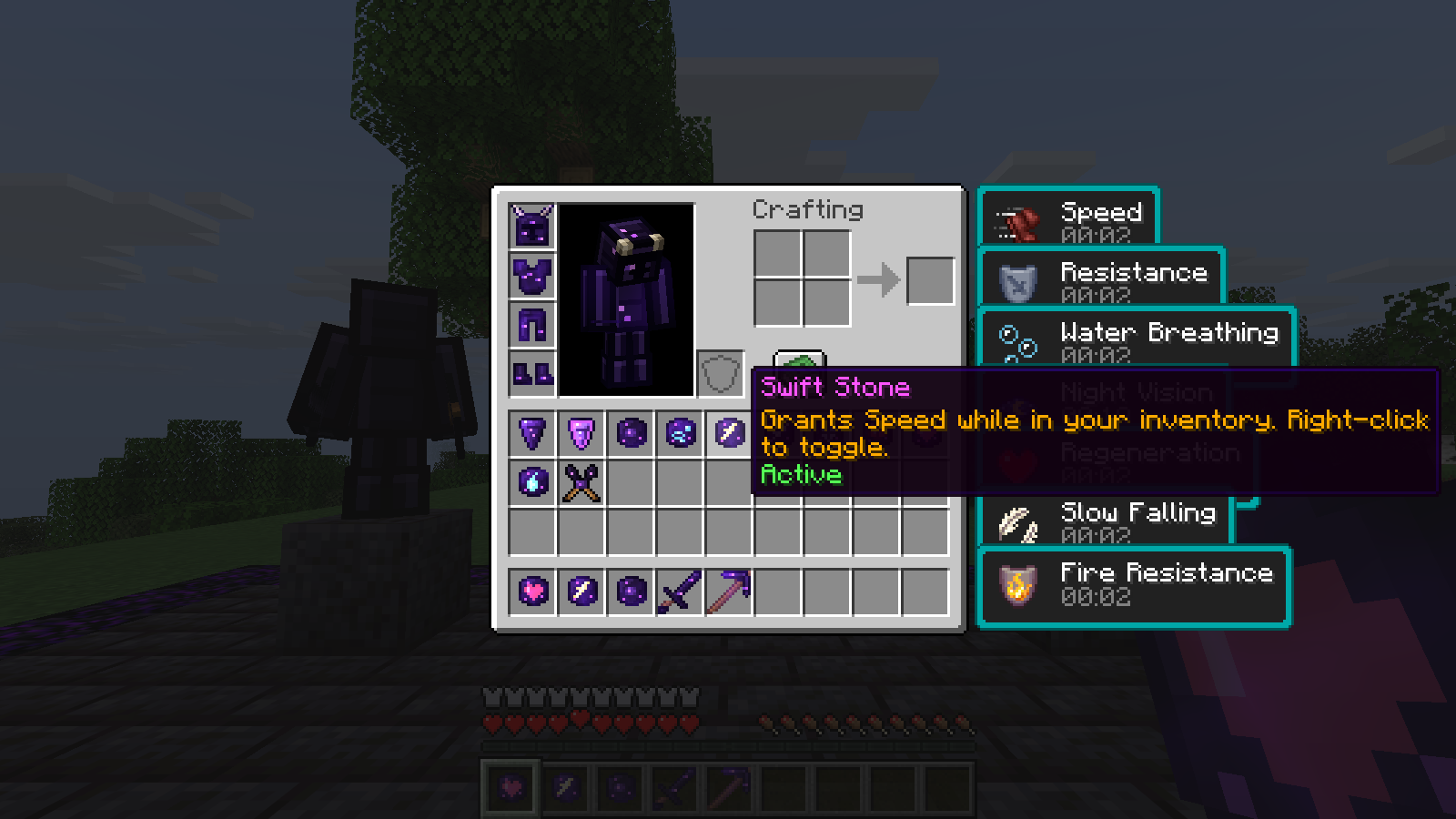 Charm stones in the player inventory